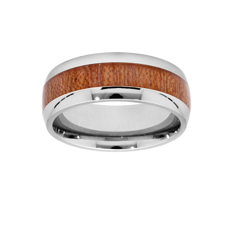 bague acier et bois