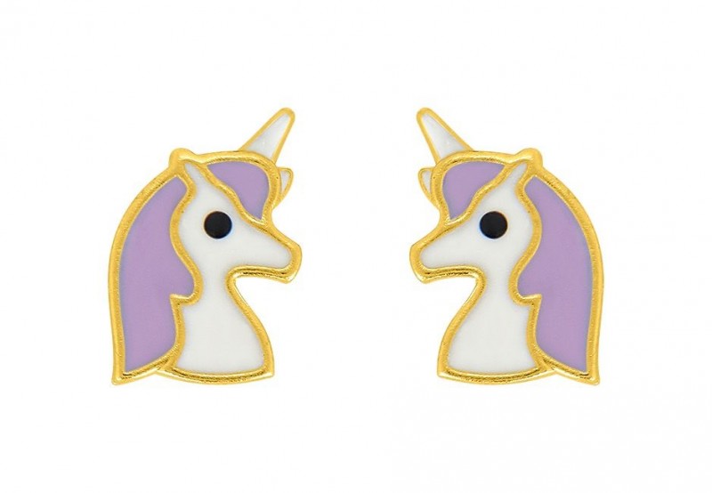 Boucles d'oreilles plaqué or licorne