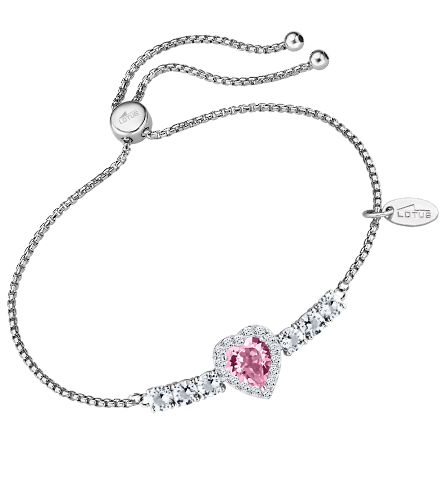 Bracelet en argent avec solitaire rose Lotus - Bijouterie Amalucia