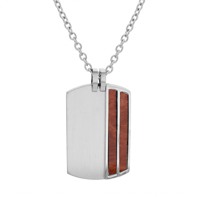 collier pendentif aspect bois